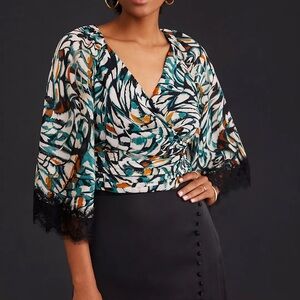 Anthropologie Flutter-Sleeve Wrap Top Size Medium